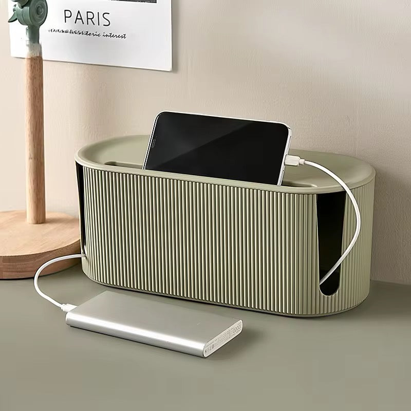 Cable Organizer Box – Green Plastic Cable Management Storage for Home & Office