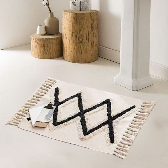 Bohemian Nordic Bedroom Rug – 60x120cm Area Rug with Tassels