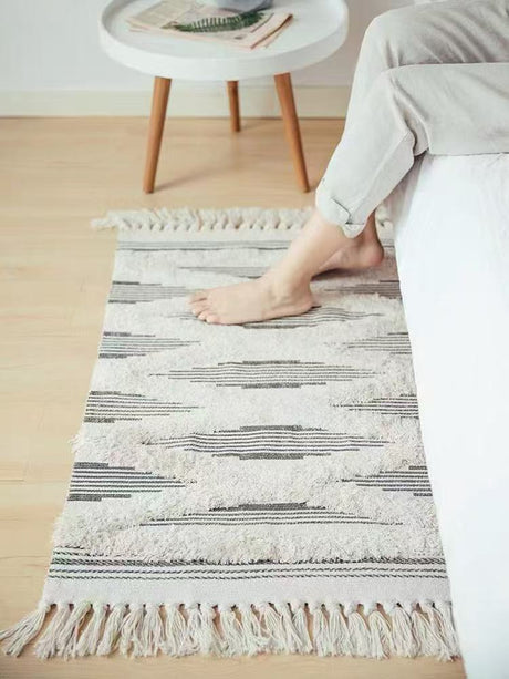 Bohemian Nordic Bedroom Rug – 60x120cm Area Rug with Tassels