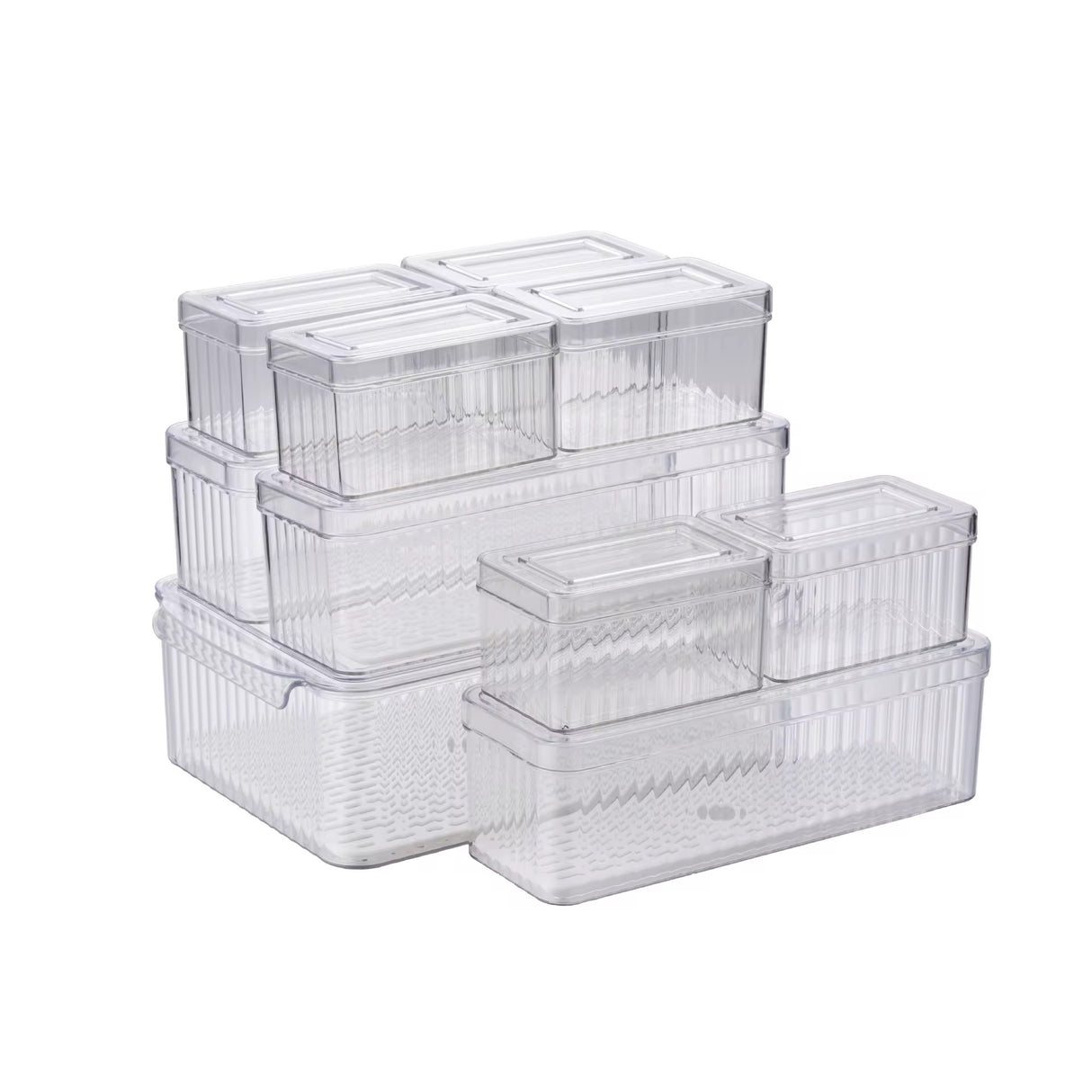 7-Piece Stackable Acrylic Fridge Organizer Set with Lids – BPA-Free, Clear Storage Bins