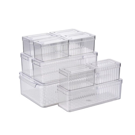 7-Piece Stackable Acrylic Fridge Organizer Set with Lids – BPA-Free, Clear Storage Bins