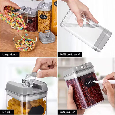 7-Piece Acrylic Food Storage Container Set – BPA-Free with Stickers & Pen (500ml to 1900ml)- Furaha Finds Kenya