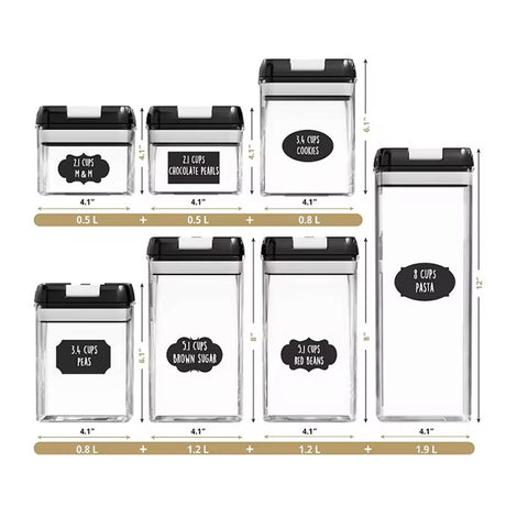 7-Piece Acrylic Food Storage Container Set – BPA-Free with Stickers & Pen (500ml to 1900ml)- Furaha Finds Kenya