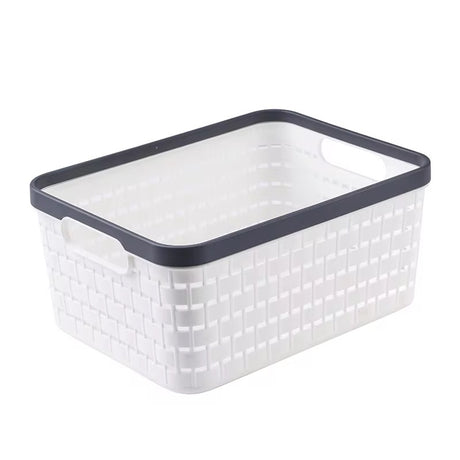 Large Plastic Storage Basket with Handles – 34x24.5x18.5cm – White