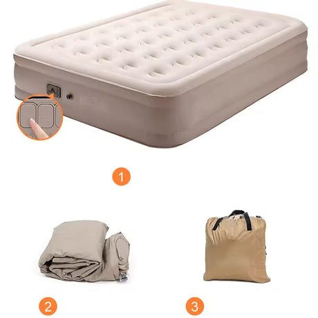 Queen Size Inflatable Airbed Mattress with Built-In Electric Pump Self-Inflating.
