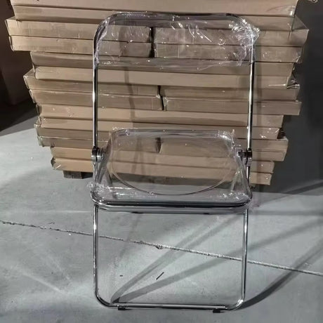 Acrylic Folding Chair – Transparent PET Plastic with Metal Frame, Modern Foldable Seat (L46×D46×H76cm)