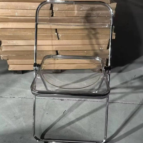 Acrylic Folding Chair – Transparent PET Plastic with Metal Frame, Modern Foldable Seat (L46×D46×H76cm)