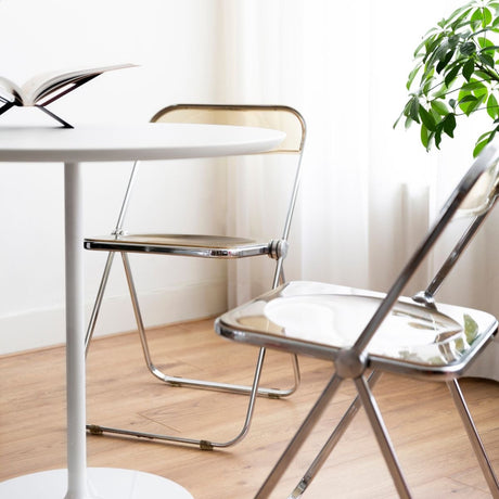 Acrylic Folding Chair – Transparent PET Plastic with Metal Frame, Modern Foldable Seat (L46×D46×H76cm)