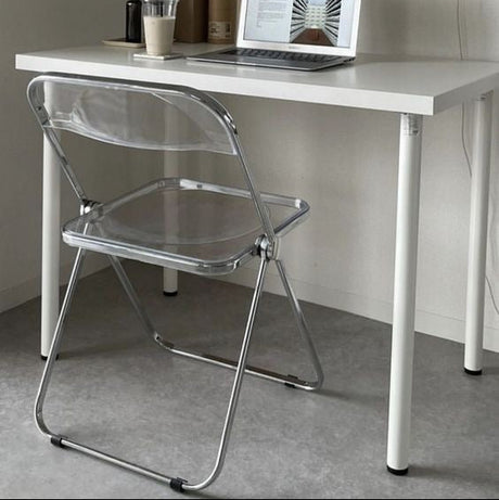 Acrylic Folding Chair – Transparent PET Plastic with Metal Frame, Modern Foldable Seat (L46×D46×H76cm)