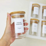 12-Piece Round Glass Jars Set with Bamboo Lids – 300ml- Furaha Finds Kenya