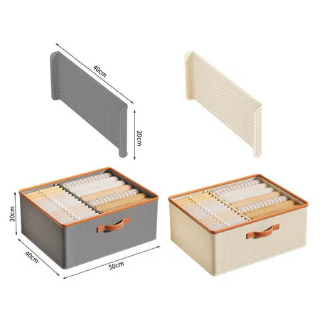 Foldable Partitioned Closet Organizers – Beige & Grey | 40x50x20cm Fabric Storage Box- Furaha Finds Kenya