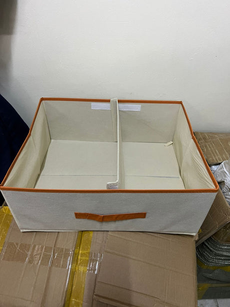 Foldable Partitioned Closet Organizers – Beige & Grey | 40x50x20cm Fabric Storage Box- Furaha Finds Kenya