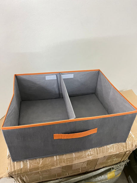 Foldable Partitioned Closet Organizers – Beige & Grey | 40x50x20cm Fabric Storage Box- Furaha Finds Kenya