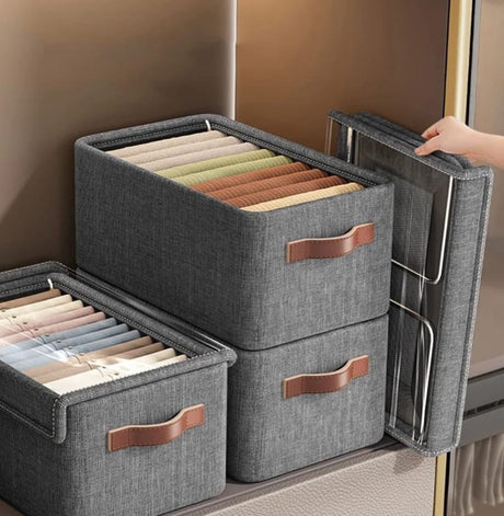 Foldable Closet Organizer Boxes with Cover – Grey | Small & Large Sizes- Furaha Finds Kenya