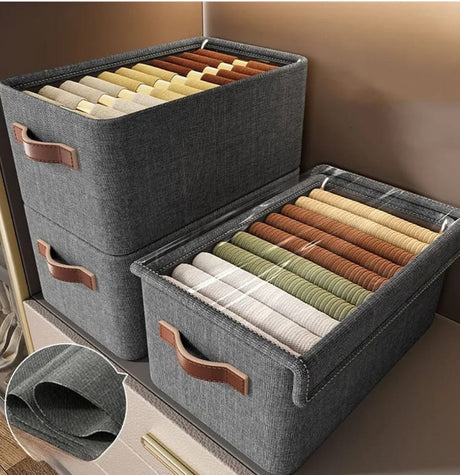 Foldable Closet Organizer Boxes with Cover – Grey | Small & Large Sizes- Furaha Finds Kenya