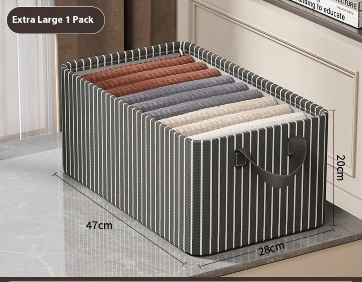 Striped Foldable Closet Organizer Box – Black & White | 47×28×20cm- Furaha Finds Kenya