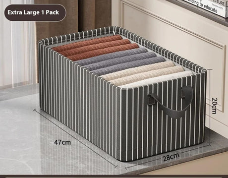 Striped Foldable Closet Organizer Box – Black & White | 47×28×20cm- Furaha Finds Kenya