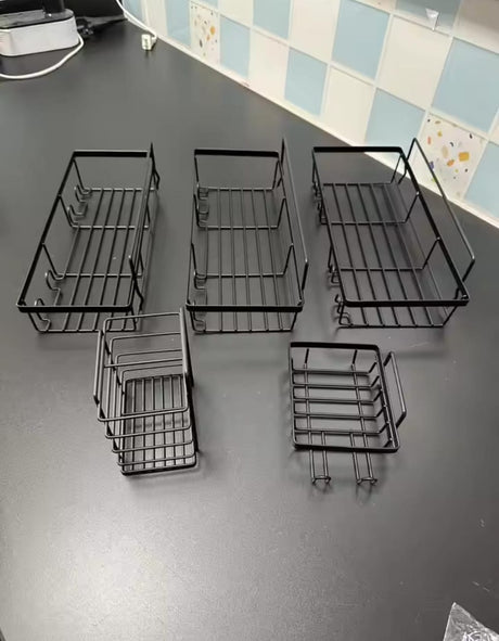 5-Piece Wall-Mounted Shower Caddy Set – Rustproof Carbon Steel Bathroom Organizer | Strong Adhesive