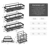 5-Piece Wall-Mounted Shower Caddy Set – Rustproof Carbon Steel Bathroom Organizer | Strong Adhesive