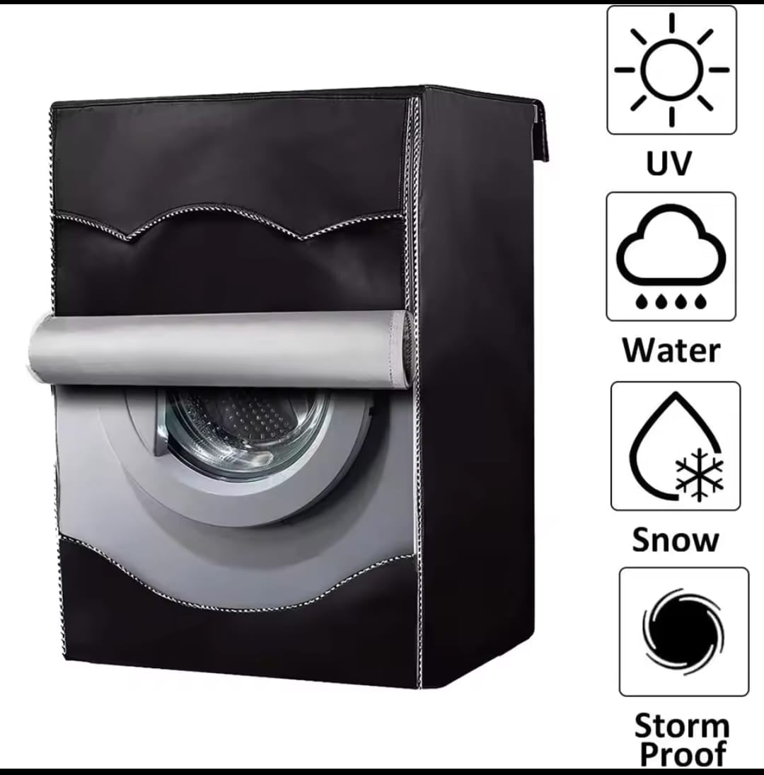 Waterproof Front Load Washing Machine Cover with Zipper – 60x65x85cm – Black