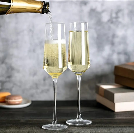 Clear Long Stem Champagne & Wine Flutes – Set of 6 (200ml)- Furaha Finds Kenya