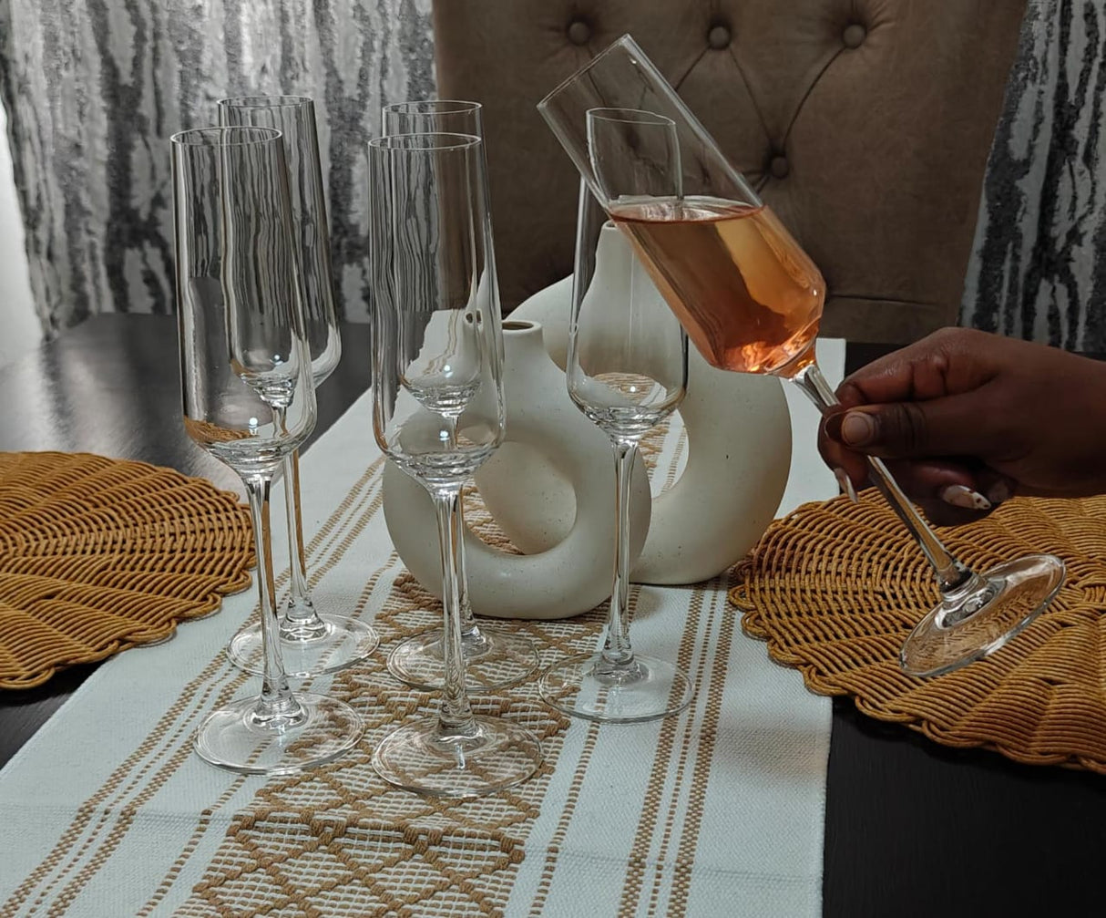 Clear Long Stem Champagne & Wine Flutes – Set of 6 (200ml)- Furaha Finds Kenya