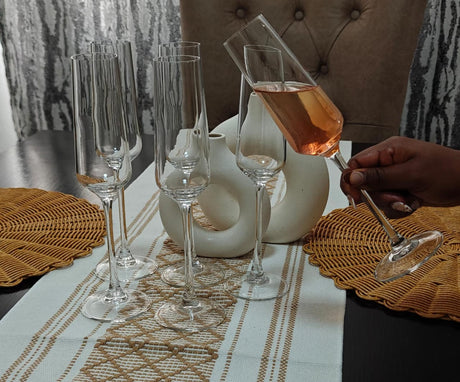Clear Long Stem Champagne & Wine Flutes – Set of 6 (200ml)- Furaha Finds Kenya