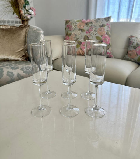Crystal Long Stem Wine & Champagne Glasses – 6pcs | Elegant 200ml Flute Set for Special Occasions- Furaha Finds Kenya