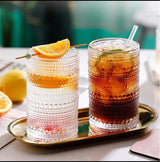 European Style Embossed Drinking Glasses – 6pcs | 400ml Elegant Tumblers for Water, Juice, Cocktails- Furaha Finds Kenya