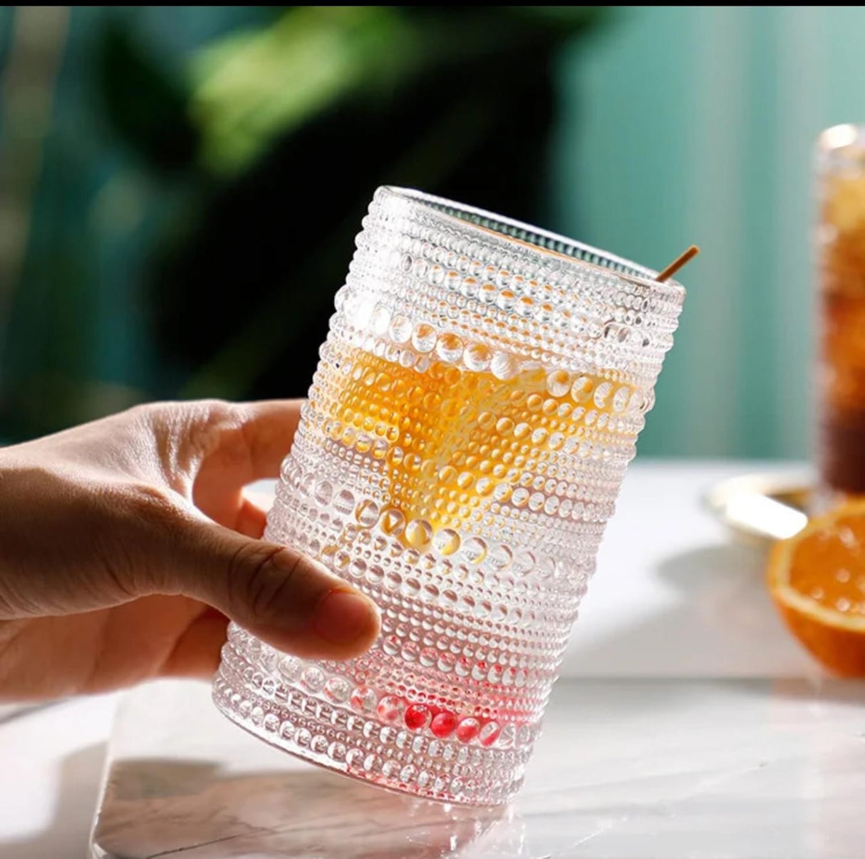 European Style Embossed Drinking Glasses – 6pcs | 400ml Elegant Tumblers for Water, Juice, Cocktails- Furaha Finds Kenya