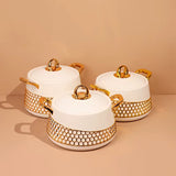 3-Piece Luxury Insulated Food Warmer Set – Gold Honeycomb Design (2L, 2.5L, 3L)- Furaha Finds Kenya