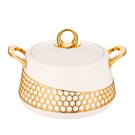 3-Piece Luxury Insulated Food Warmer Set – Gold Honeycomb Design (2L, 2.5L, 3L)- Furaha Finds Kenya