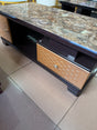 Rectangular Coffee Table – 120cm Marble Effect with Tree Stamp Design, Dual Drawers & Cabinets