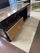 Rectangular Coffee Table – 120cm Marble Effect with Tree Stamp Design, Dual Drawers & Cabinets