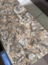 Rectangular Coffee Table – 120cm Marble Effect with Tree Stamp Design, Dual Drawers & Cabinets