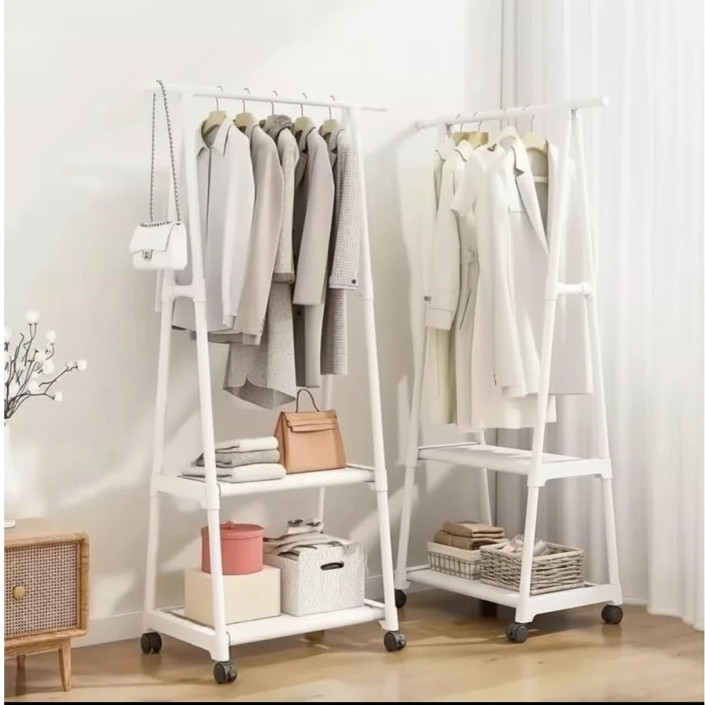 Indoor Triangular Coat Rack with Wheels Multi-Layer Mobile Hanging Rack Home essential Garment Racks