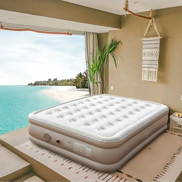 Inflatable Queen Size Airbed Mattress with InnBuilt Electric Pump 203x152x38cm