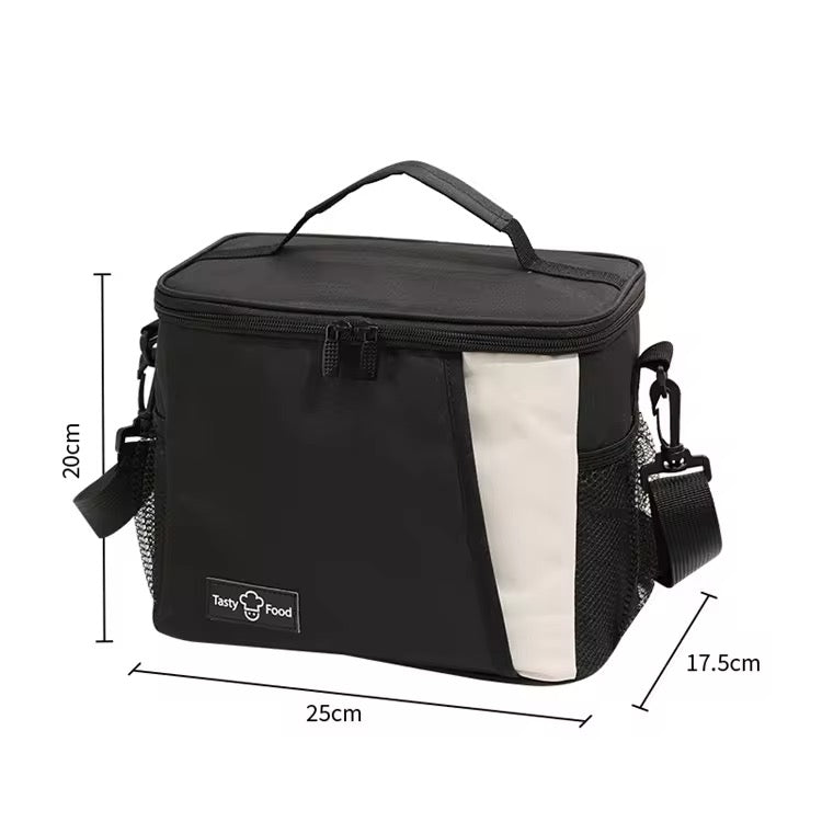 Insulated Lunch Bag with Shoulder Strap – 25x17.5x20cm | Black, Navy Blue, Grey & Light Blue