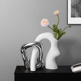 Interlocking Ceramic Sculptures – Minimalist Modern Home Decor Duo