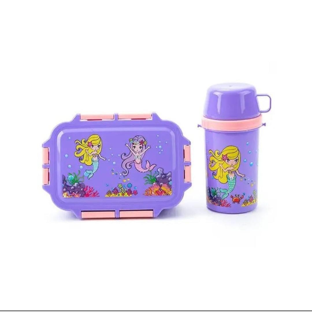 Kids Snack Set 3 Compartments with Bottle Cup Spoon & Dish