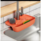 Kitchen Sink Mat with Slope Design|Anti-Slip, Easy to Clean, with Drainage Basket & Sponge Holder. Kitchen Accessories Bathroom Sinks