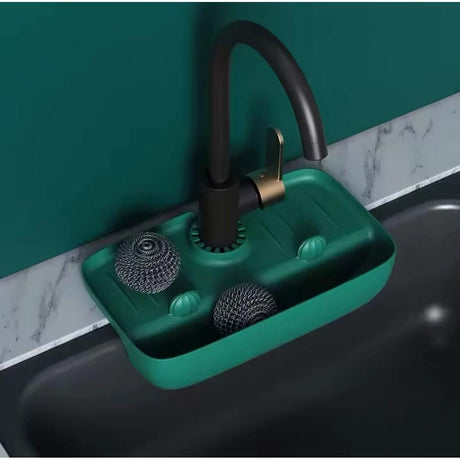 Kitchen Sink Mat with Slope Design|Anti-Slip, Easy to Clean, with Drainage Basket & Sponge Holder. Kitchen Accessories Bathroom Sinks