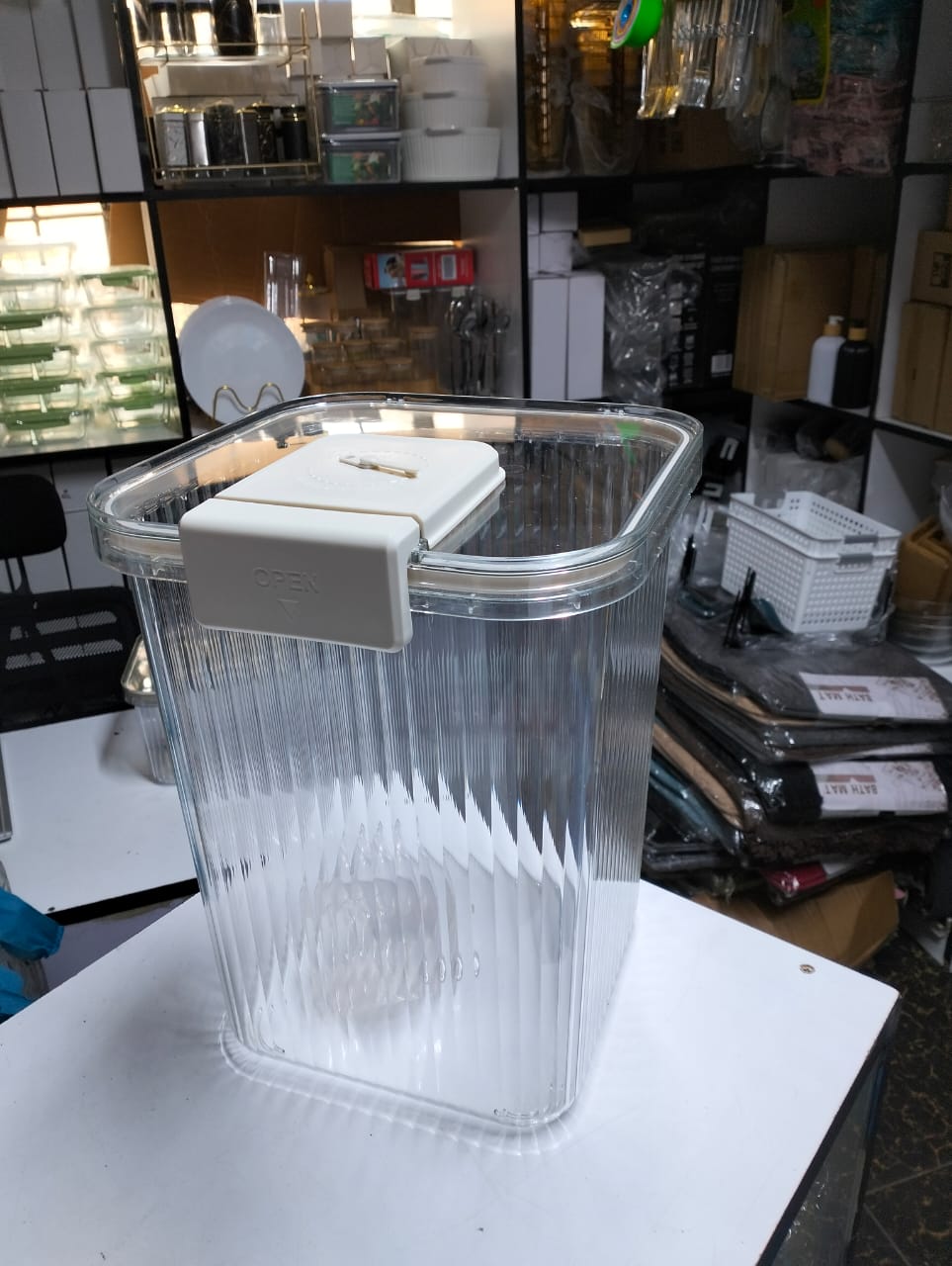 Large Acrylic Cereal Storage Container  Airtight with Measuring Cup