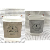 Large Capacity Cotton & Linen Cloth Foldable Laundry Deluxe Baskets with PU Leather Handles | Khaki | Black | 35 cm x 35 cm x 56 cm