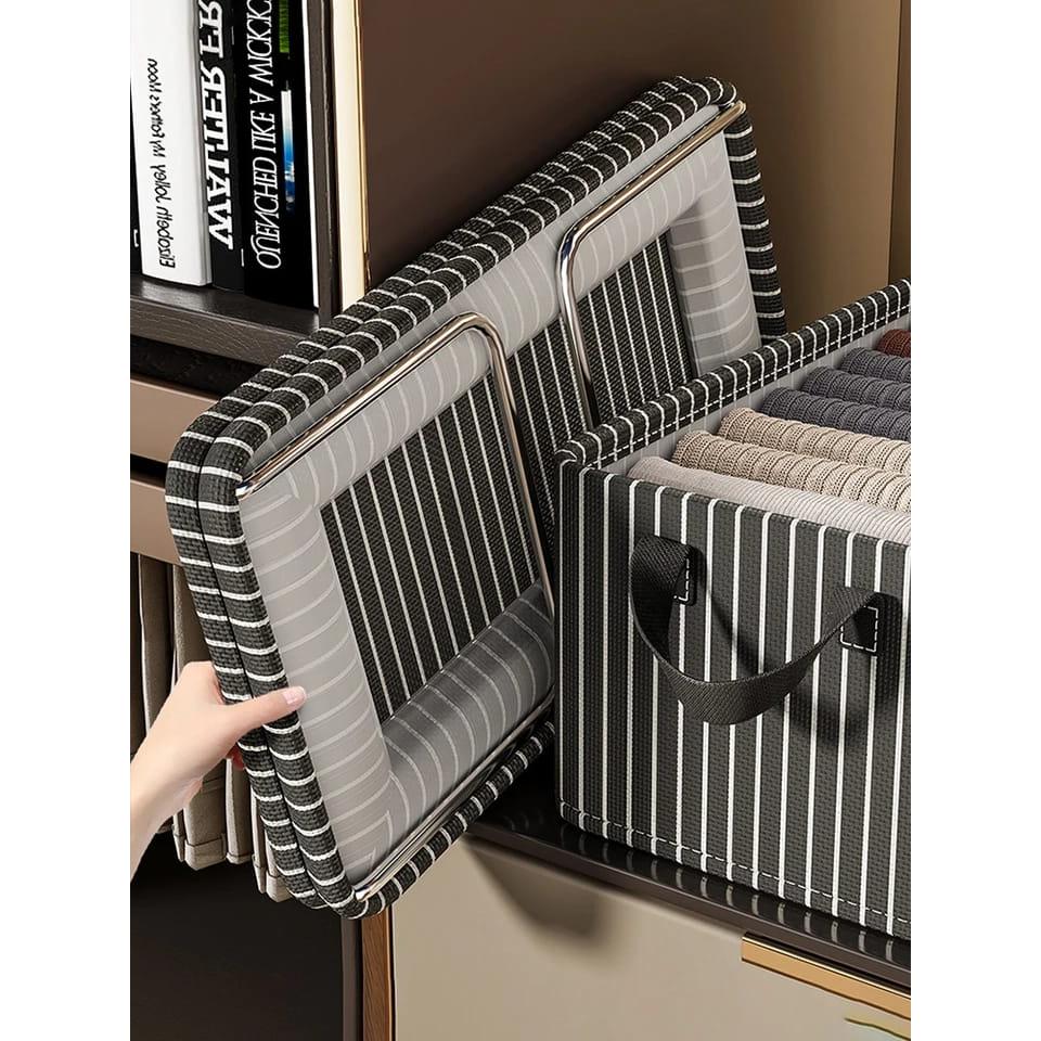 Large Capacity Durable Household Foldable Steel Frame Fabric Storage Box Organizer with Handles| Wardrobe Clothes Organizer| Closet Organizer;40cm x 28cm x 20cm