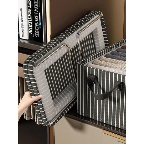 Large Capacity Durable Household Foldable Steel Frame Fabric Storage Box Organizer with Handles| Wardrobe Clothes Organizer| Closet Organizer;40cm x 28cm x 20cm