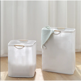 Large Capacity Laundry Hamper with Bamboo Handles Foldable Design.