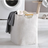 Large Capacity Laundry Hamper with Bamboo Handles Foldable Design.