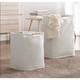 Large Capacity Laundry Hamper with Bamboo Handles Foldable Design.