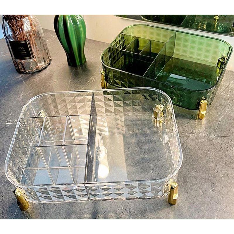 Large Capacity MultiGrids Transparent Makeup Organizer Space Saving Cosmetic and Skincare Storage Solution